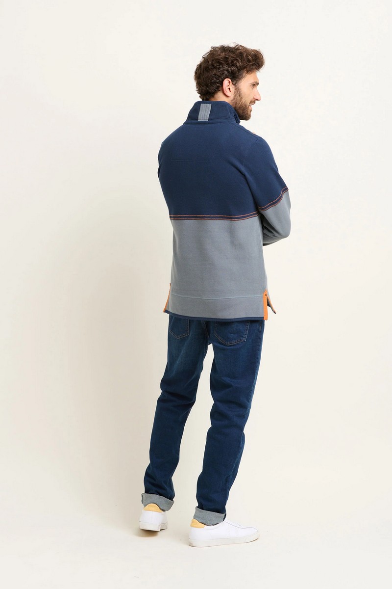 Brakeburn Men's Blue Pique Quarter Zip Sweatshirt